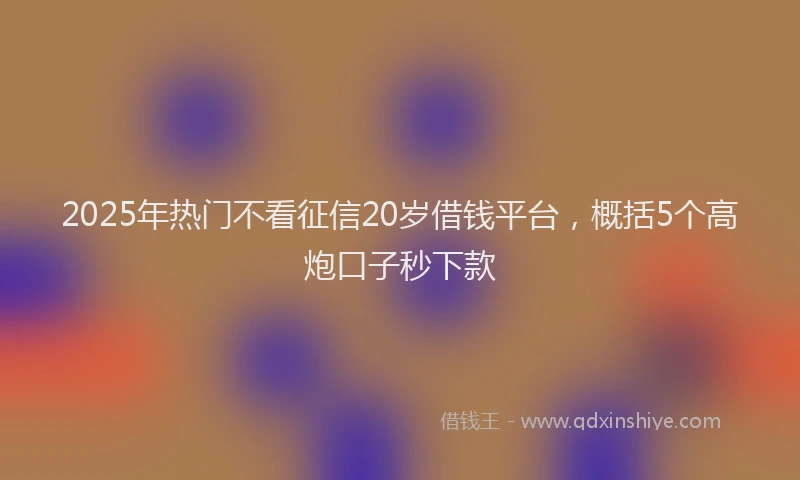 2025年热门不看征信20岁借钱平台，概括5个高炮口子秒下款