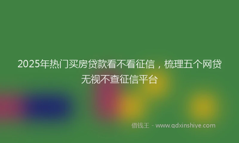 2025年热门买房贷款看不看征信，梳理五个网贷无视不查征信平台