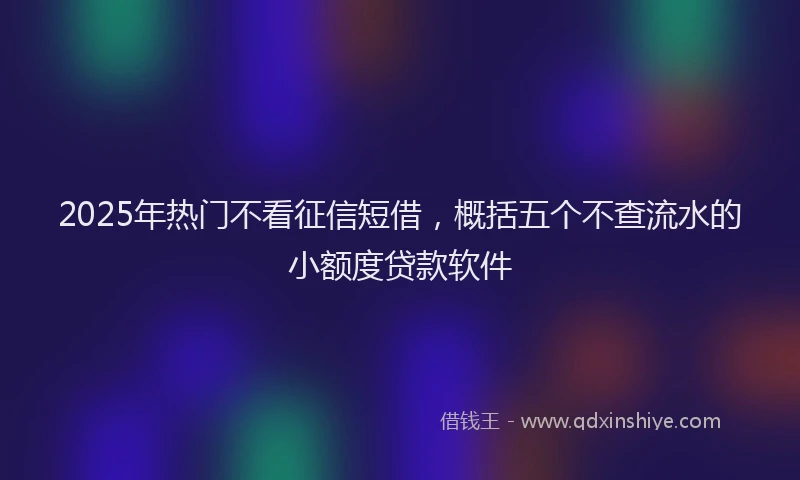 2025年热门不看征信短借，概括五个不查流水的小额度贷款软件