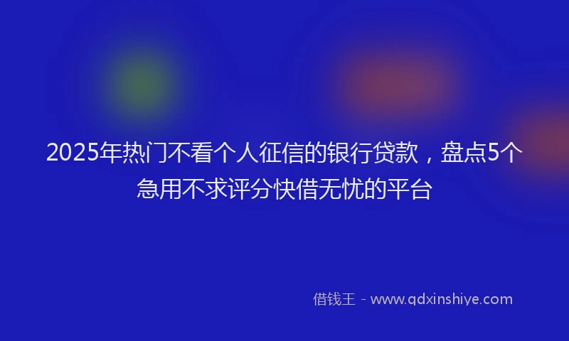 2025年热门不看个人征信的银行贷款，盘点5个急用不求评分快借无忧的平台