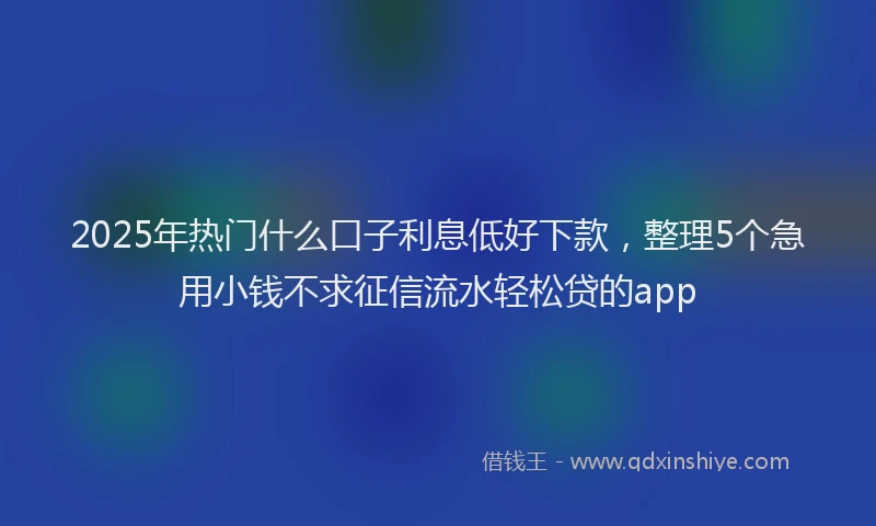 2025年热门什么口子利息低好下款，整理5个急用小钱不求征信流水轻松贷的app
