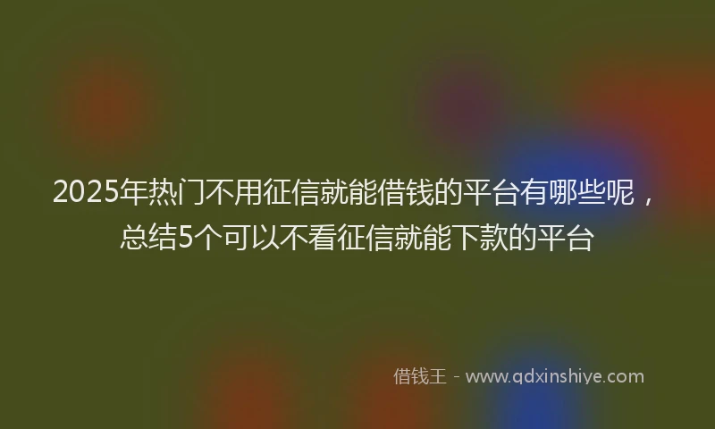 2025年热门不用征信就能借钱的平台有哪些呢，总结5个可以不看征信就能下款的平台