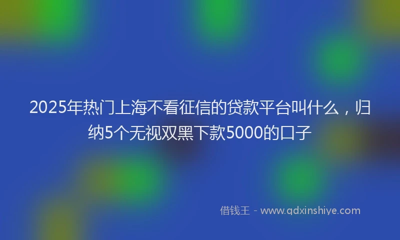 2025年热门上海不看征信的贷款平台叫什么，归纳5个无视双黑下款5000的口子