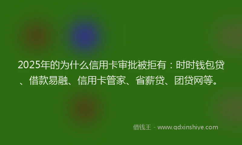 2025年的为什么信用卡审批被拒有：时时钱包贷、借款易融、信用卡管家、省薪贷、团贷网等。