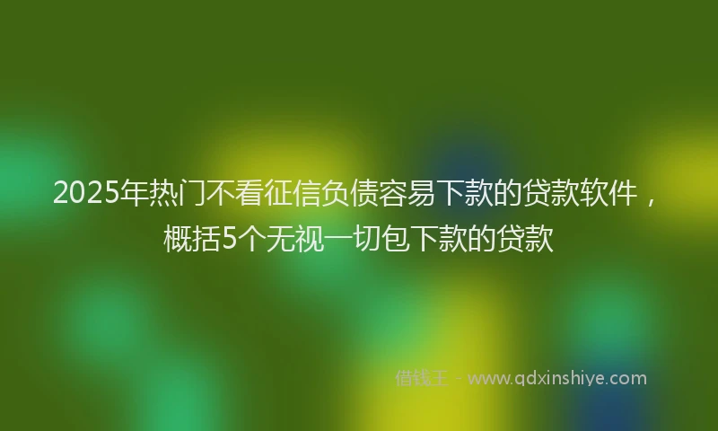 2025年热门不看征信负债容易下款的贷款软件，概括5个无视一切包下款的贷款