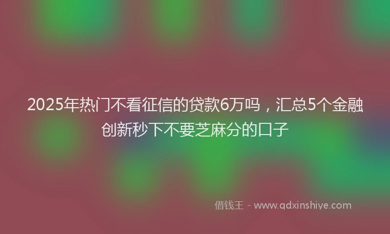 2025年热门不看征信的贷款6万吗，汇总5个金融创新秒下不要芝麻分的口子