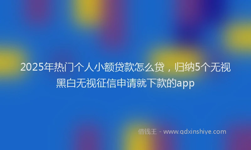 2025年热门个人小额贷款怎么贷，归纳5个无视黑白无视征信申请就下款的app