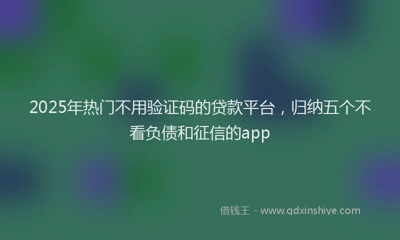 2025年热门不用验证码的贷款平台，归纳五个不看负债和征信的app