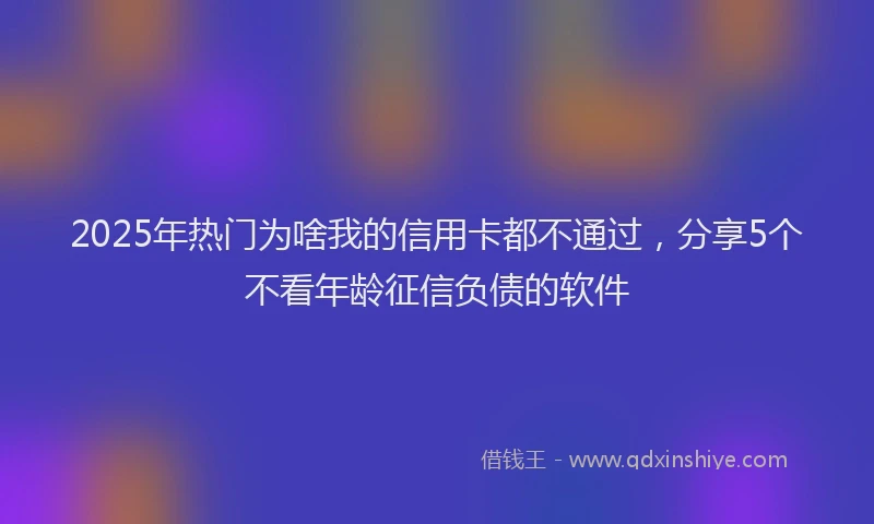 2025年热门为啥我的信用卡都不通过，分享5个不看年龄征信负债的软件