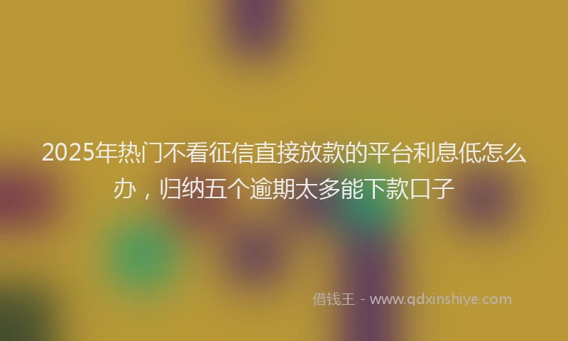 2025年热门不看征信直接放款的平台利息低怎么办，归纳五个逾期太多能下款口子
