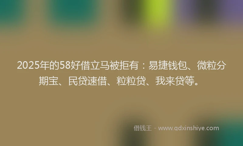 2025年的58好借立马被拒有：易捷钱包、微粒分期宝、民贷速借、粒粒贷、我来贷等。