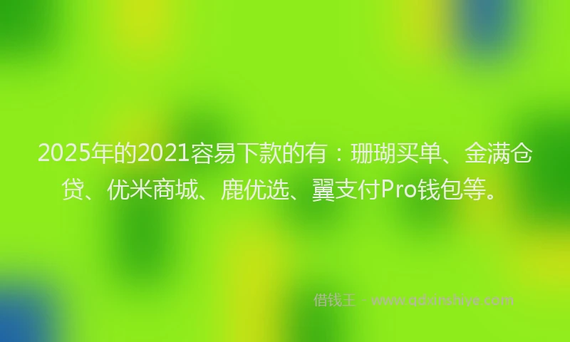 2025年的2021容易下款的有：珊瑚买单、金满仓贷、优米商城、鹿优选、翼支付Pro钱包等。
