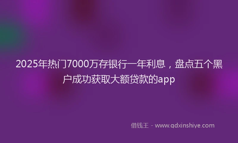 2025年热门7000万存银行一年利息，盘点五个黑户成功获取大额贷款的app