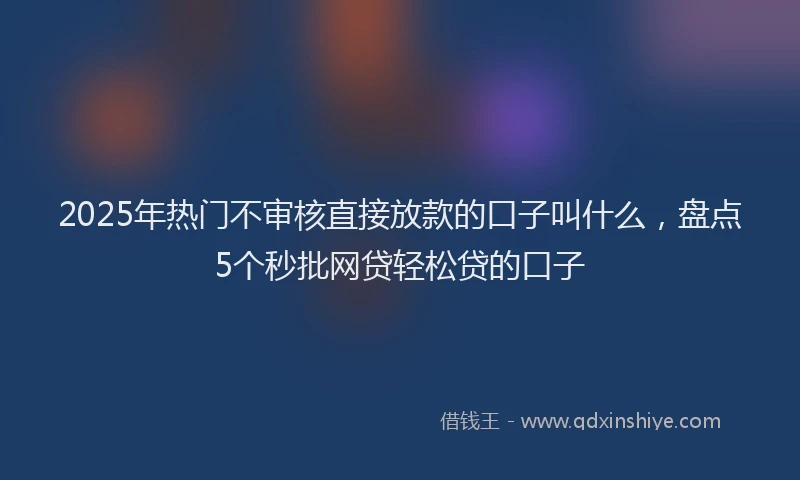 2025年热门不审核直接放款的口子叫什么，盘点5个秒批网贷轻松贷的口子