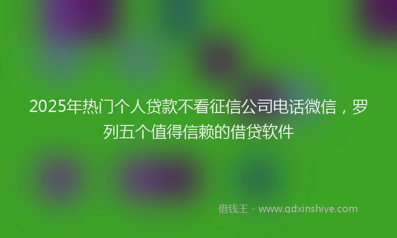 2025年热门个人贷款不看征信公司电话微信，罗列五个值得信赖的借贷软件