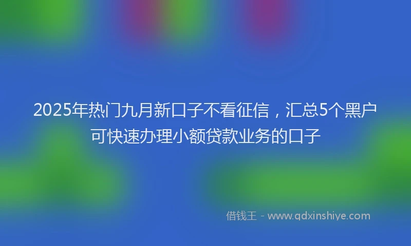 2025年热门九月新口子不看征信，汇总5个黑户可快速办理小额贷款业务的口子
