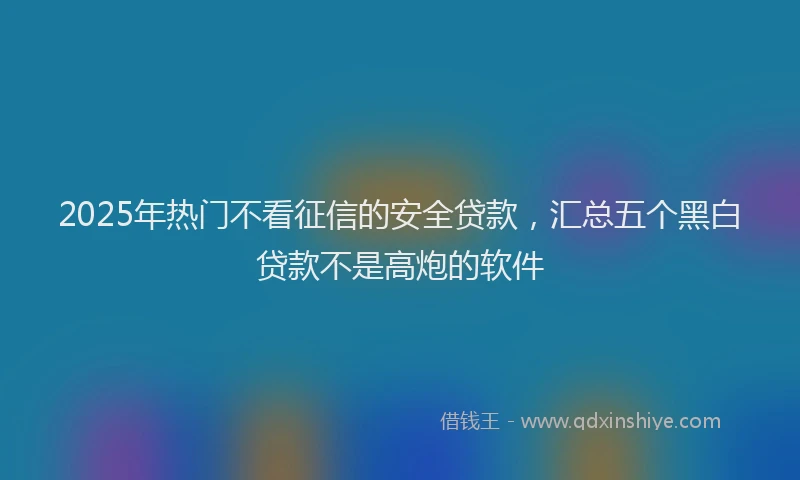 2025年热门不看征信的安全贷款，汇总五个黑白贷款不是高炮的软件
