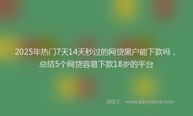 2025年热门7天14天秒过的网贷黑户能下款吗，总结5个网贷容易下款18岁的平台