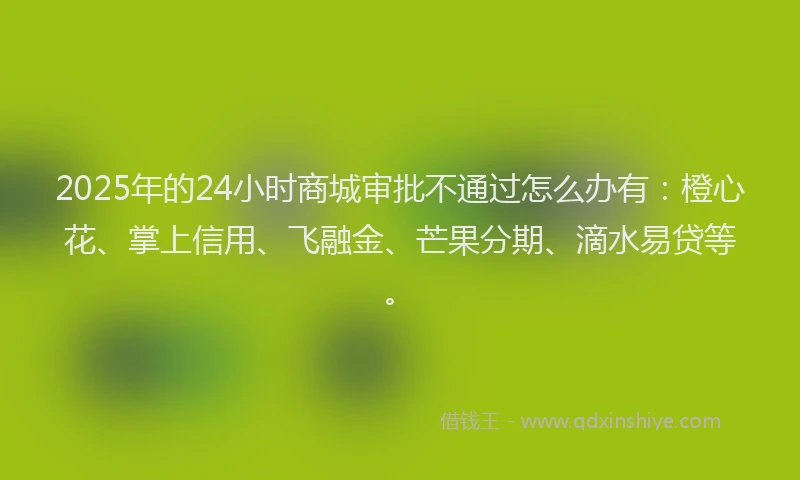 2025年的24小时商城审批不通过怎么办有：橙心花、掌上信用、飞融金、芒果分期、滴水易贷等。