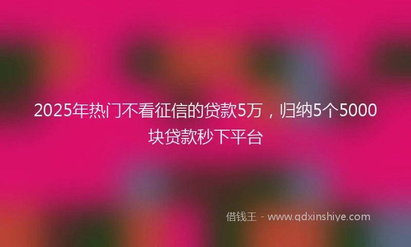 2025年热门不看征信的贷款5万，归纳5个5000块贷款秒下平台