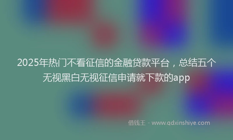 2025年热门不看征信的金融贷款平台，总结五个无视黑白无视征信申请就下款的app