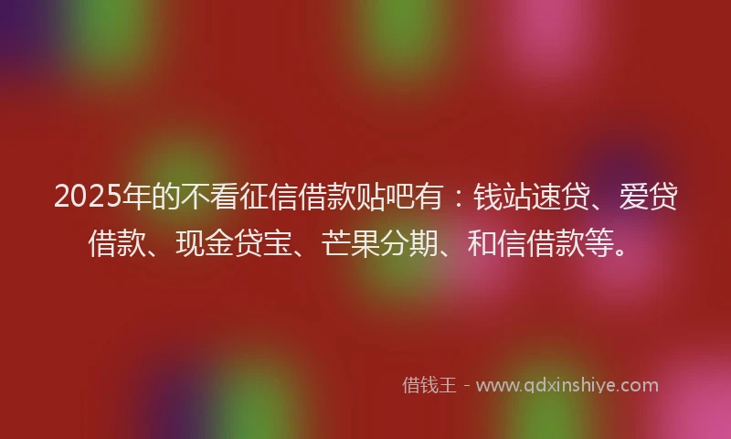 2025年的不看征信借款贴吧有：钱站速贷、爱贷借款、现金贷宝、芒果分期、和信借款等。