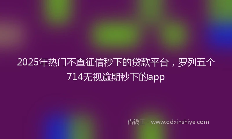 2025年热门不查征信秒下的贷款平台，罗列五个714无视逾期秒下的app