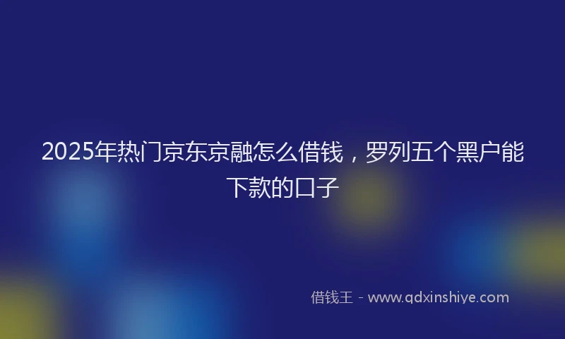 2025年热门京东京融怎么借钱，罗列五个黑户能下款的口子