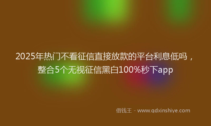 2025年热门不看征信直接放款的平台利息低吗，整合5个无视征信黑白100%秒下app