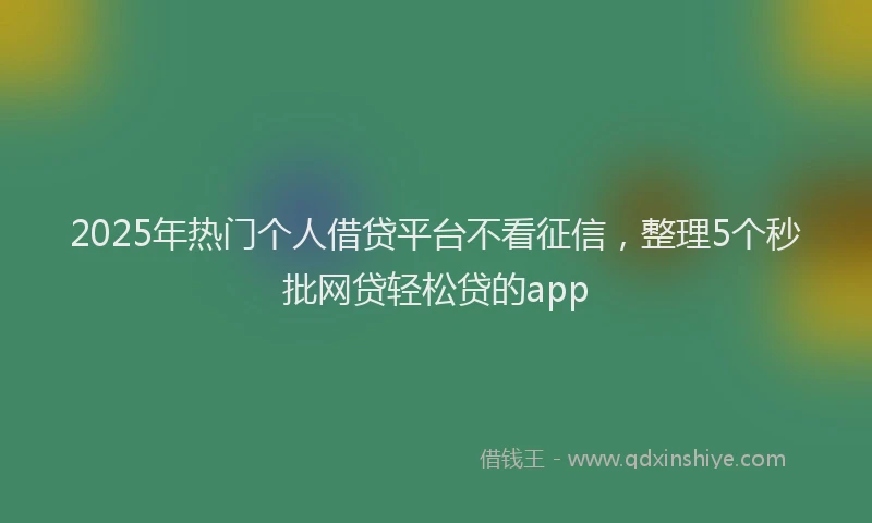 2025年热门个人借贷平台不看征信，整理5个秒批网贷轻松贷的app