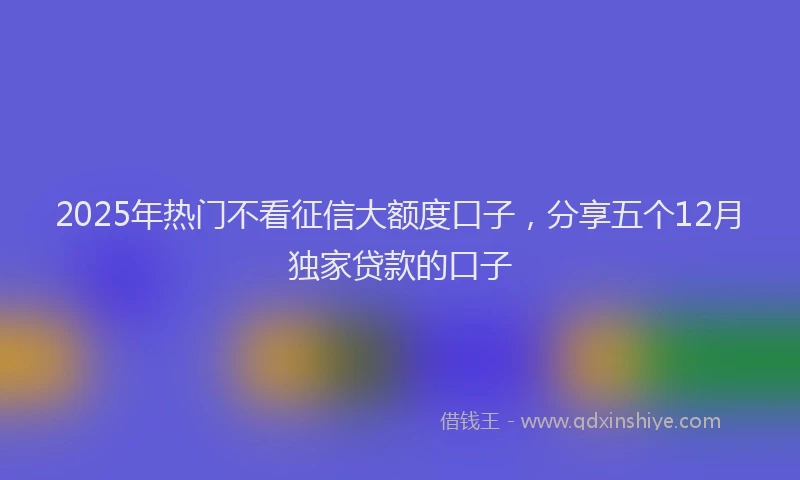 2025年热门不看征信大额度口子，分享五个12月独家贷款的口子