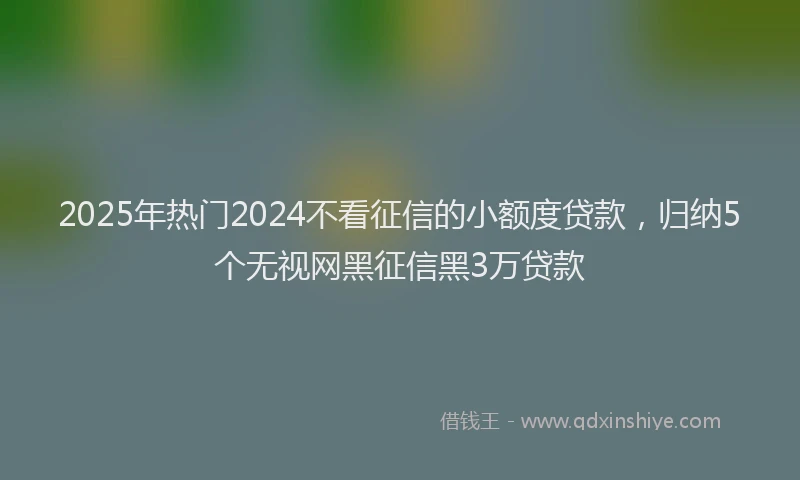 2025年热门2024不看征信的小额度贷款，归纳5个无视网黑征信黑3万贷款