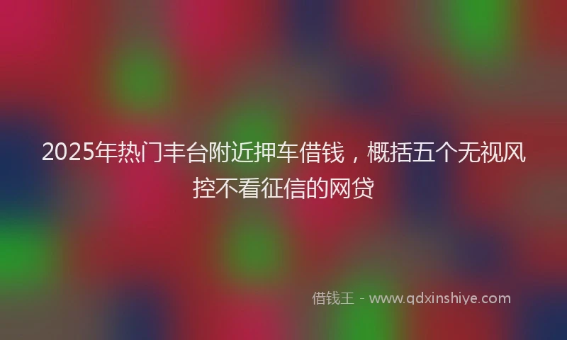 2025年热门丰台附近押车借钱，概括五个无视风控不看征信的网贷