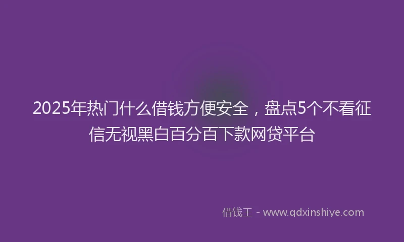 2025年热门什么借钱方便安全，盘点5个不看征信无视黑白百分百下款网贷平台