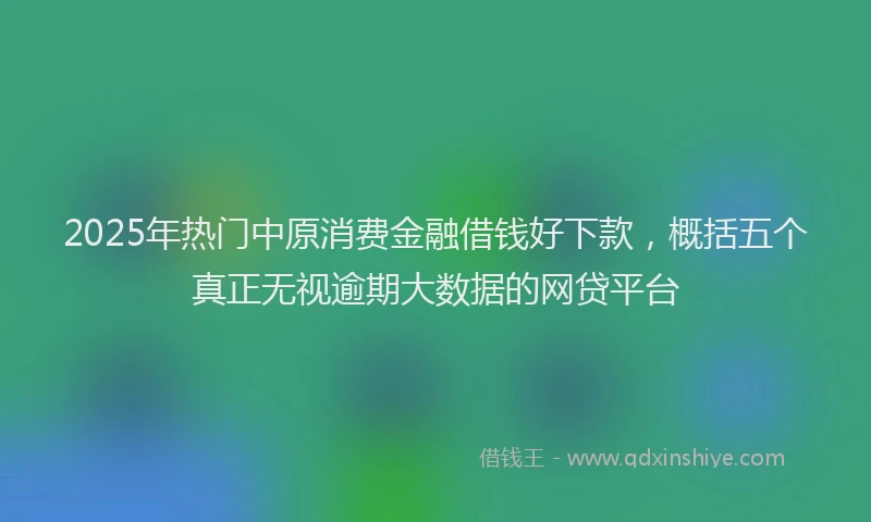 2025年热门中原消费金融借钱好下款，概括五个真正无视逾期大数据的网贷平台