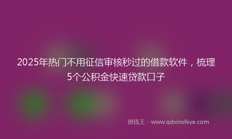 2025年热门不用征信审核秒过的借款软件，梳理5个公积金快速贷款口子