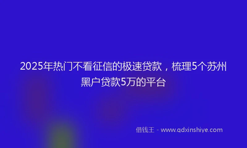 2025年热门不看征信的极速贷款，梳理5个苏州黑户贷款5万的平台