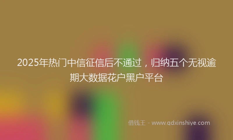 2025年热门中信征信后不通过，归纳五个无视逾期大数据花户黑户平台