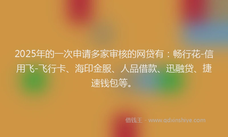 2025年的一次申请多家审核的网贷有：畅行花-信用飞-飞行卡、海印金服、人品借款、迅融贷、捷速钱包等。