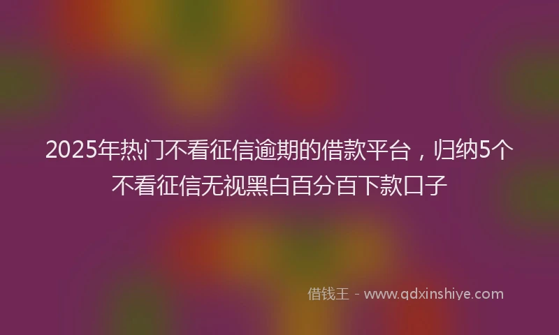 2025年热门不看征信逾期的借款平台，归纳5个不看征信无视黑白百分百下款口子