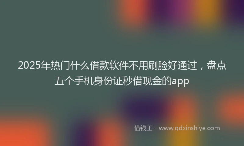 2025年热门什么借款软件不用刷脸好通过，盘点五个手机身份证秒借现金的app