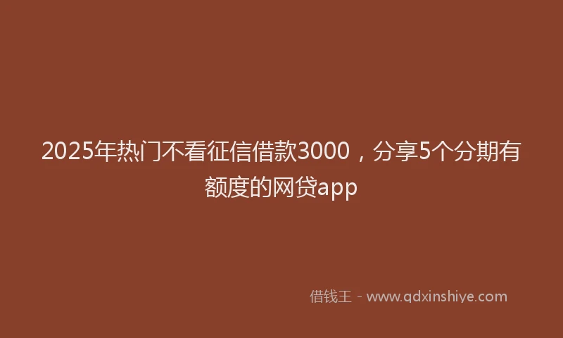 2025年热门不看征信借款3000，分享5个分期有额度的网贷app