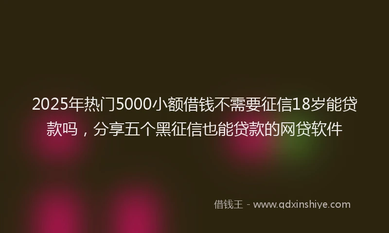 2025年热门5000小额借钱不需要征信18岁能贷款吗，分享五个黑征信也能贷款的网贷软件