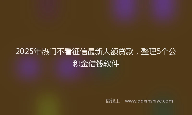 2025年热门不看征信最新大额贷款，整理5个公积金借钱软件
