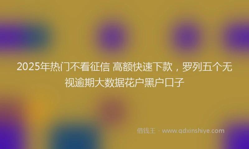 2025年热门不看征信 高额快速下款，罗列五个无视逾期大数据花户黑户口子