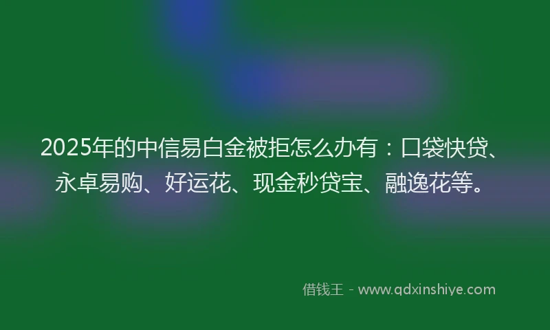 2025年的中信易白金被拒怎么办有：口袋快贷、永卓易购、好运花、现金秒贷宝、融逸花等。
