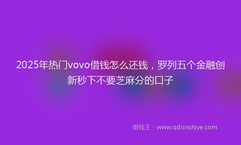 2025年热门vovo借钱怎么还钱，罗列五个金融创新秒下不要芝麻分的口子
