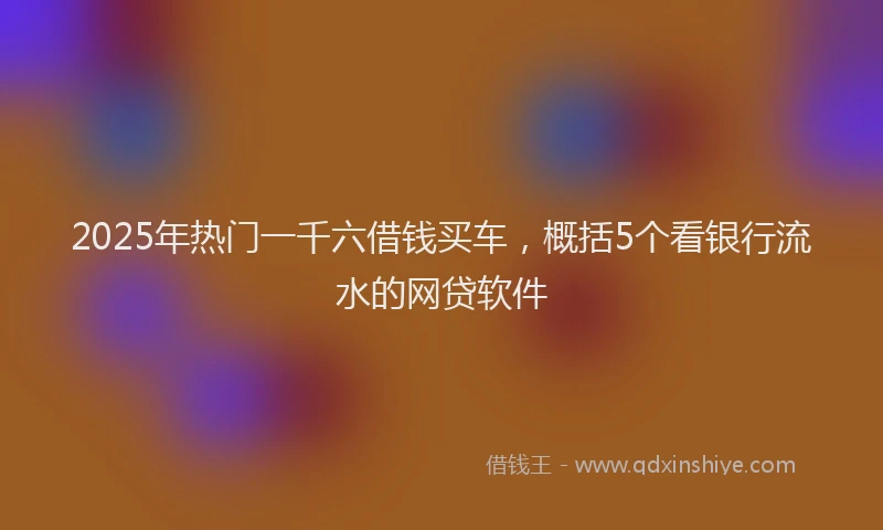 2025年热门一千六借钱买车，概括5个看银行流水的网贷软件