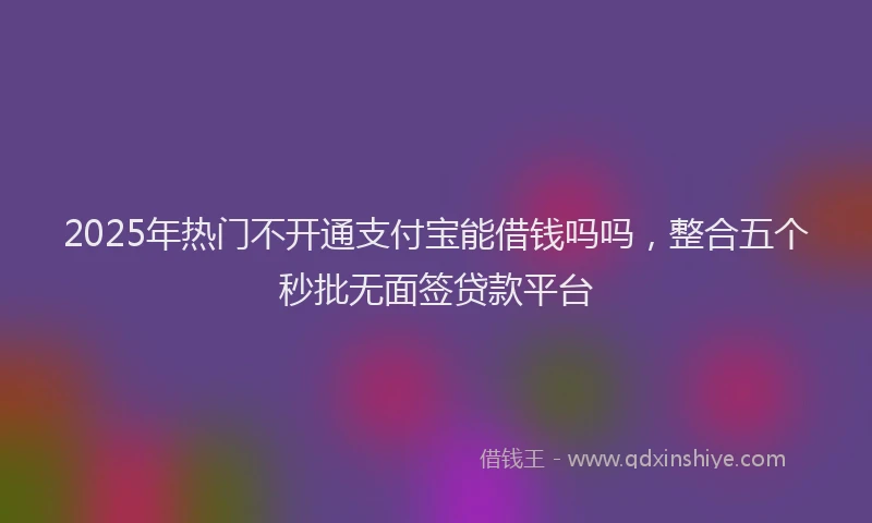 2025年热门不开通支付宝能借钱吗吗，整合五个秒批无面签贷款平台