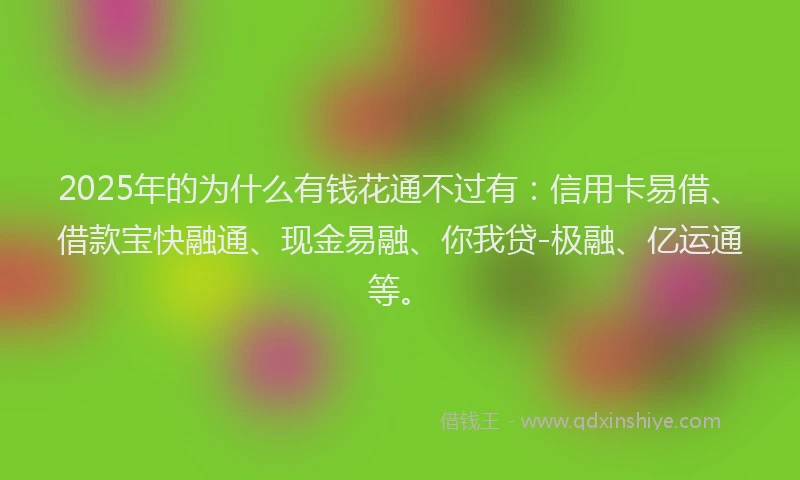 2025年的为什么有钱花通不过有：信用卡易借、借款宝快融通、现金易融、你我贷-极融、亿运通等。